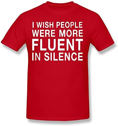 BWOSBFSLK Young Boys I Wish People Were Fluent In Silence Lovely Cool Movement Adventure Challenge Musician Rock Climbing Mens Casual Slim Fit Short Sleeve T-Shirts Red