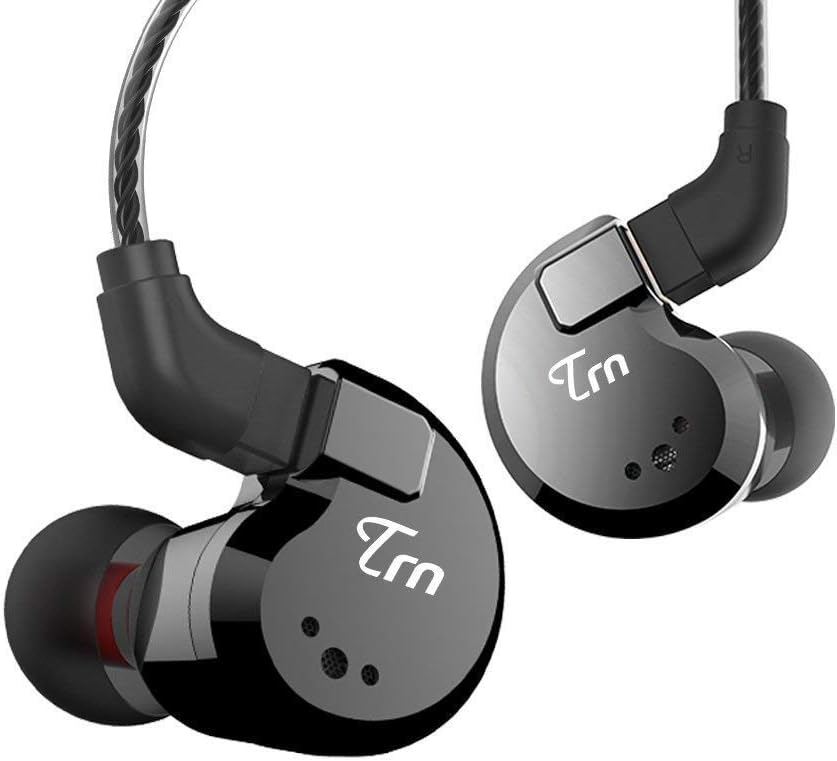 TRN V80 2BA+2DD Quad Driver Hybrid HIFI Metal In Ear Earphone IEM With 2 Pin Detachable Cable, 1.25m (With Mic, Black)