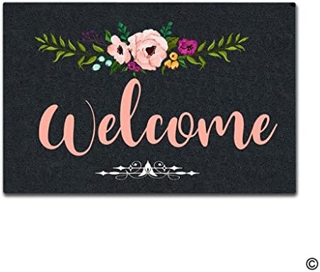 Life808 Entrance Mat Welcome Flowers Patten Non-slip Doormat Machine Washable 18 x 30 inch