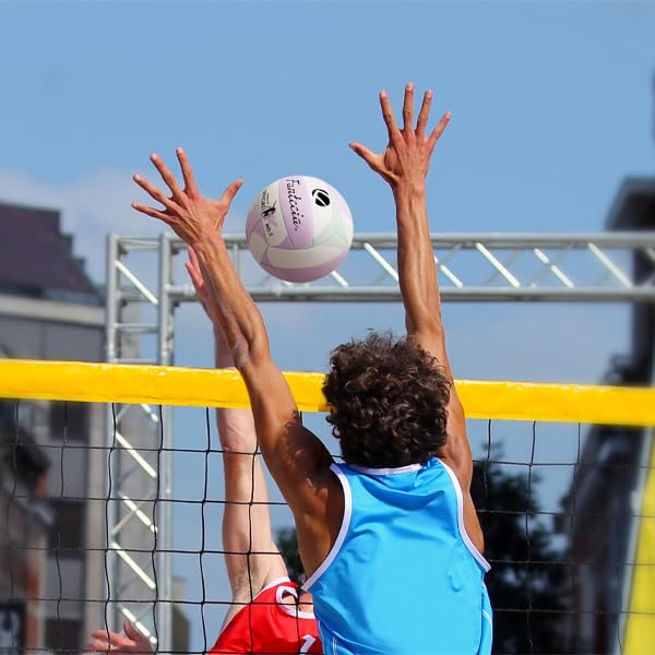 Fantecia Size 5 Volleyball with Pump, Soft Leather Beach Volleyball for Indoor Outdoor Play Volleyball Gift for Girls, Youth, Adults, Volleyball