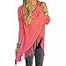 Oulifa Women's Long Sleeve Wrapped Cardigan Tops Tassle Poncho Coat