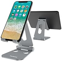 Tecboss Foldable Tablet Stand,Cell Phone Stand Multi-Angle Adjustable Desktop Holder for Nintendo Switch, iPad, iPhone X 8 7 Plus, Galaxy S8, Nexus All 3.5-13 inch- Space Grey