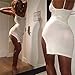Dolland Women's White Sexy Strap Sleeveless Bodycon Dress Cocktail Party Midi Side Slite Dress ,S
