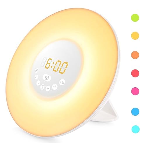 Wake up light COULAX Sunrise Alarm Clock, 6 Natural Sounds Digital