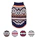 Blueberry Pet Nordic Pattern Inspired Fair Isle Navy Blue Snowflakes Dog Sweater, Back Length 20