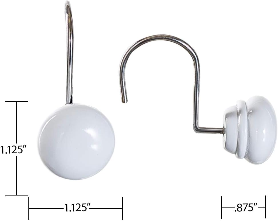 Creative Scents Shower Curtain Hooks - Set of 12 White Shower Rings for Bathroom Shower Curtain Rod - 100% Rust Proof (White): Home & Kitchen