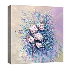 Abstract Oil Painting Features Flowers Painting Artwork for Home Framed