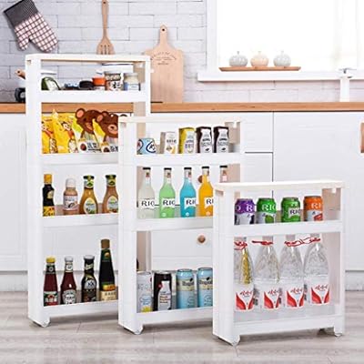 Slide Out Storage Tower Rack Kitchen Slim Mobile Shelving Unit