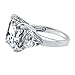 BERRICLE Sterling Silver 3-Stone Wedding Engagement Rings Asscher Cut Cubic Zirconia CZ Statement Cocktail Anniversary Ring for Women, Rhodium Plated Size 6