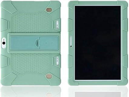 Amazon 10 1インチのandroidタブレットpc 頑丈なフルボディの耐衝撃性の頑丈な保護ケースのためのユニバーサル耐震性シリコーンスタンドケースカバー 抹茶グリーン ノーブランド品 タブレットケース 通販