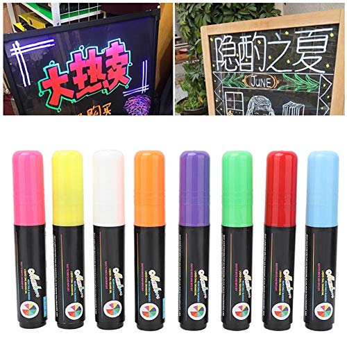 Fluorescent Pen 10mm Thick Refill 8 Colors Liquid Chalk Marker for Windows Displays, LED Board