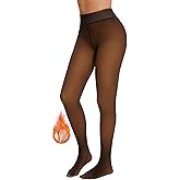 Miguofan Fleece Lined Tights Sheer Women Fake Translucent Warm Pantyhose Sheer Leggings Thermal Thick Tights for Winter