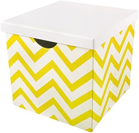 Vox Square Clothing Non Woven Fabric Foldable Storage Box Cube Bins Organizer Containers Drawers with Lids and Handles Yellow
