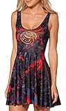 Women's Cartoon Printed Stretchy Sleeveless Pleated Fit and Flare Skater Dress