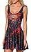 Women's Cartoon Printed Stretchy Sleeveless Pleated Fit and Flare Skater Dress