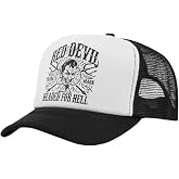 RED DEVIL CLOTHING Headed for Hell Trucker Hat - Adjustable Hats for Men - Mens Hats - Baseball Cap Black Hat Black/White