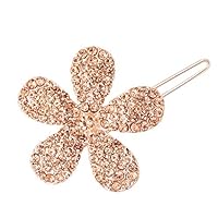 Shangwelluk Alloy Champagne Purple Rose Red White Color Full Rhinestone Flower Shape Hairpin Clip Hair Accessory Jewelry Decor Headdress for Women Bridal Girls