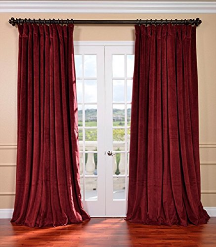 Claret Red Cotton Velvet Curtains Including Tie Back 100 Blackout