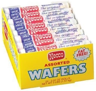 Necco Assorted Original Candy Wafers 24-2.02 oz Rolls, Net Wt 3 lbs by necco [Foods]