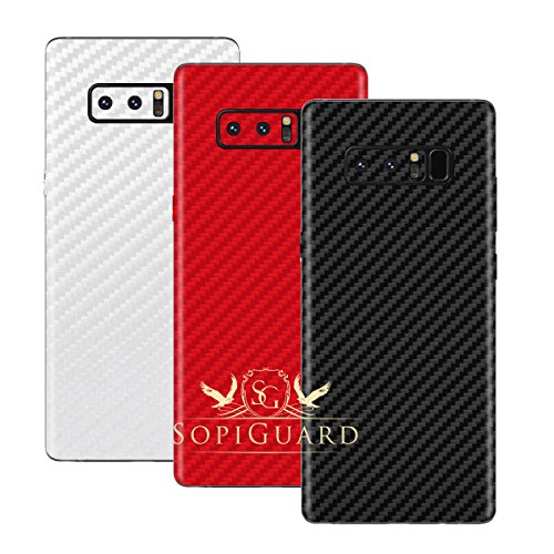 SopiGuard for Samsung Note 8 Carbon Fiber Rear Panel Precision Edge-to-Edge Coverage Easy-to-Apply Vinyl Skin Sticker (3 x Carbon Black Red White)