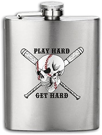 Baseball Skull And Bats Stainless Steel Pocket Flagon Shot Flask Hip Flask Wine Pot 8OZ