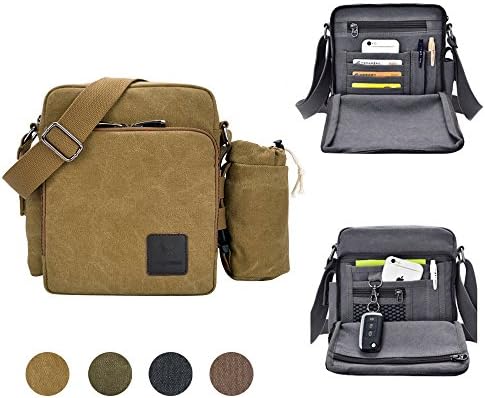 GuiShi(TM) Multifunctional Canvas Small Messenger Bag Casual Shoulder Bag Travel Organizer Multi-pocket Purse Handbag Crossbody Bags