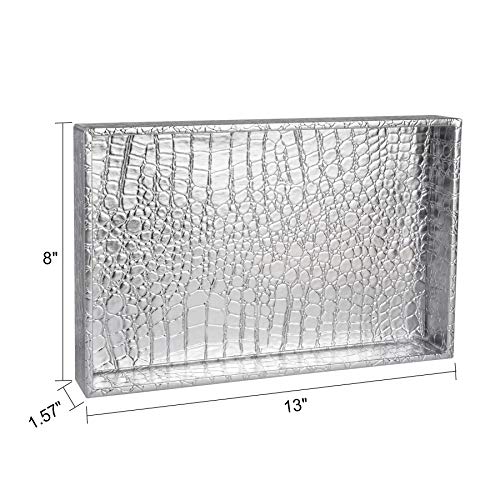 Decor Trends Faux Alligator Leather Vanity Tray Decorative Cosmetics Organizer Bathroom Catchall Tray for Perfume Jewelry Makeup Accessories