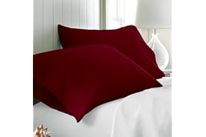 Kotton Culture Set of 2 Pillowcase Set 100% Egyptian Cotton 600 Thread Count Pillow Cover Protector Premium Bedding (Queen/Full, Burgundy)