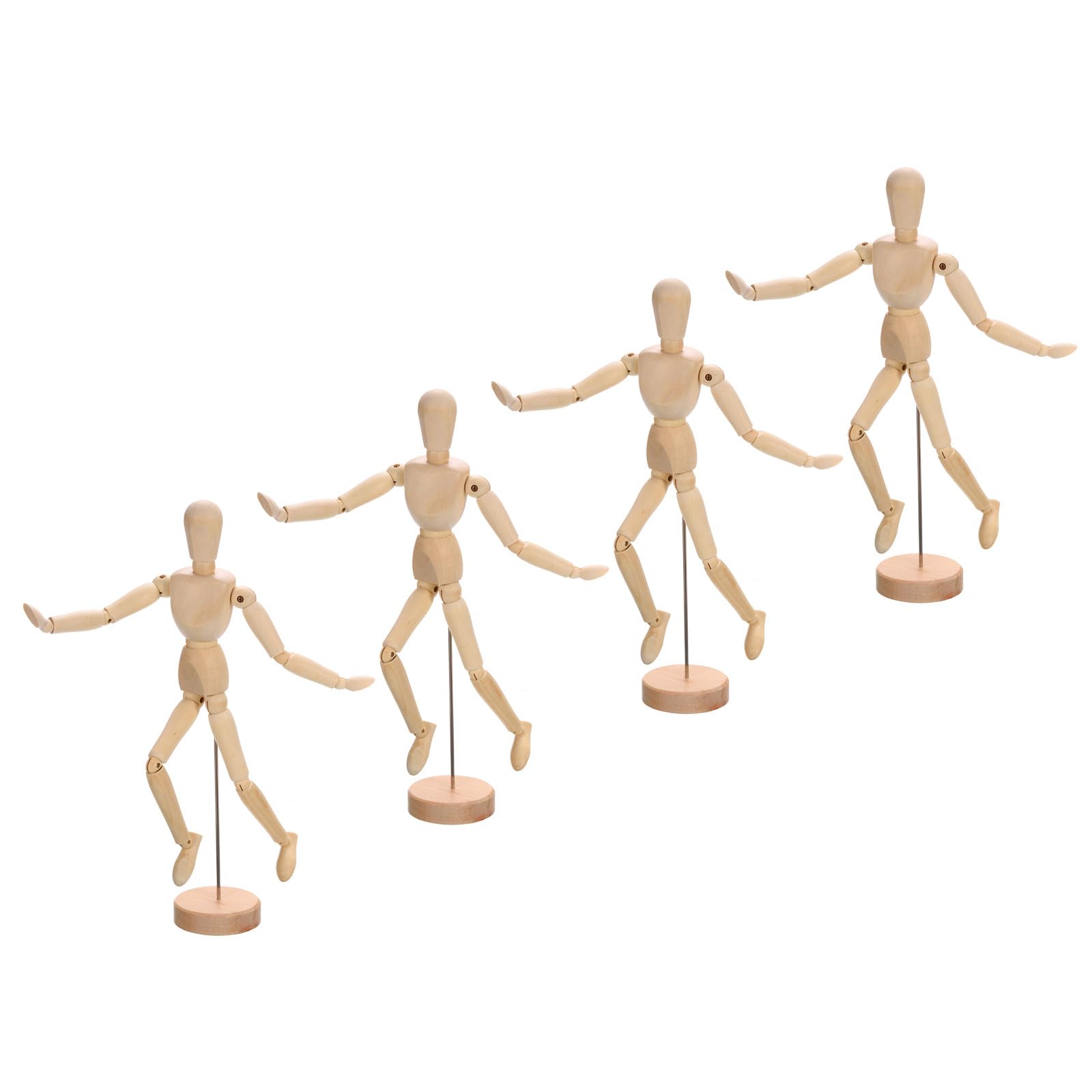PATIKIL 12" Wooden Mannequin Figure, 4 Pcs Artist Drawing Manikin Model Flexible Movable Jointed Sketching Lay Figure for Painting Drawing Decoration