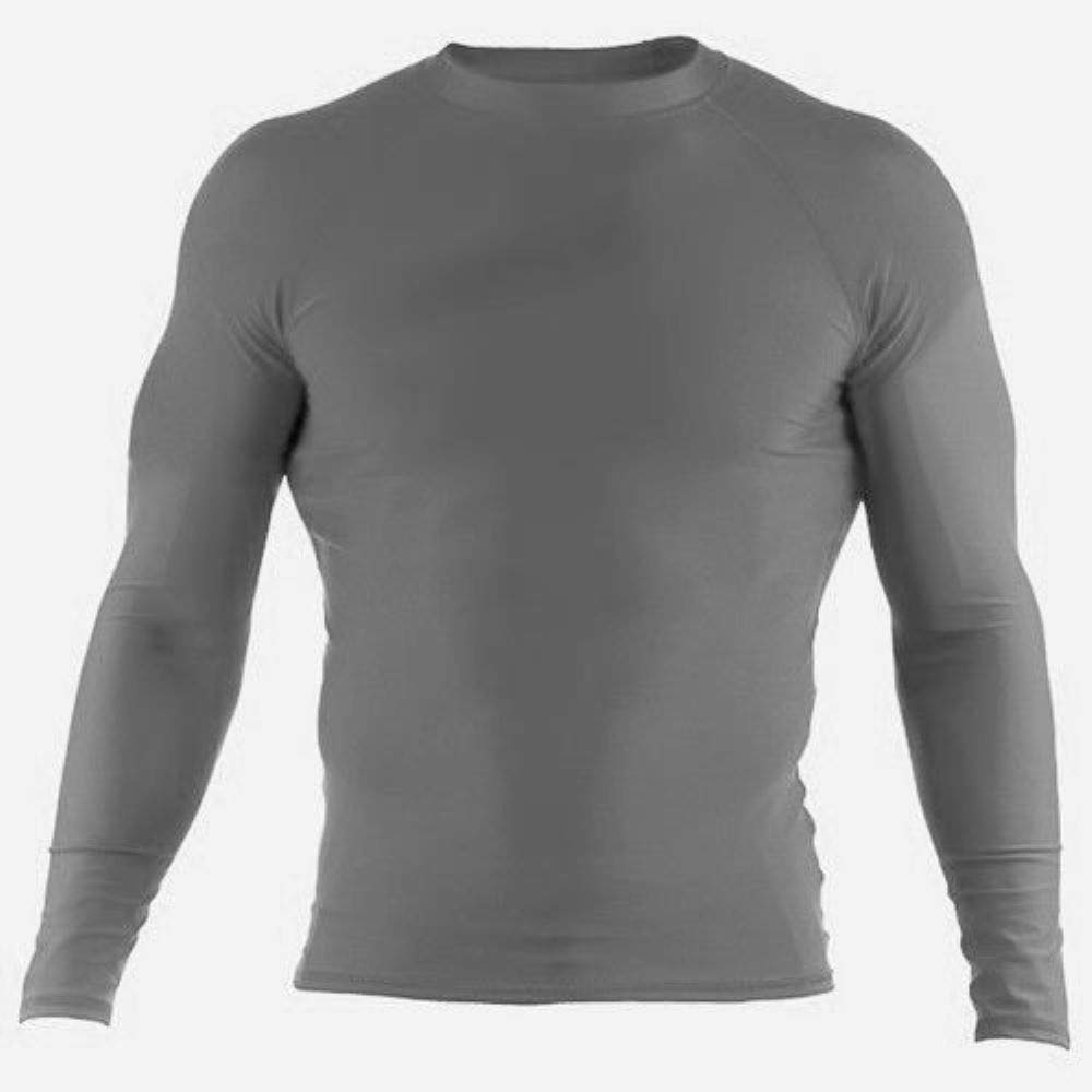 MMA Rash Guard Black Red Grey (Grey, Large)