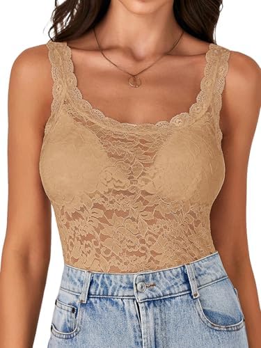 Allchic Womens Sheer Mesh Tank Tops, See Through Scroop Neck