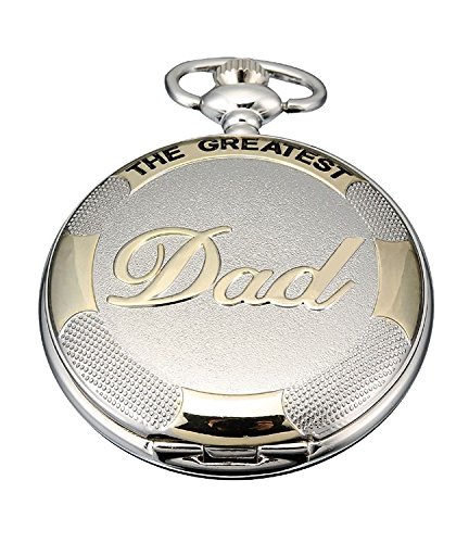 Carrie Hughes Men's Black Golden Silver Golden DAD Grandpa Quartz Pocket Watch with Chain (CH355 Silver)