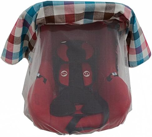 Summer Rainbow Unisex Baby Car Seat Canopy Cover with Mosquito Net (Red and Brown)