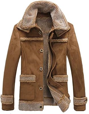 Chouyatou Men S Winter Warm Dual Fur Collar Sherpa Lined Suede