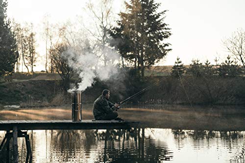 KAISER COMPANY '30' Hochwertiger Räuchertonne aus Edelstahl - Holzfeuerung I Geeignet für Fische I Tragbarer Smoker 53-90cm I Passen bequem 4kg Fleisch I mit Zubehör I Nicht ROSTEND – Bild 8