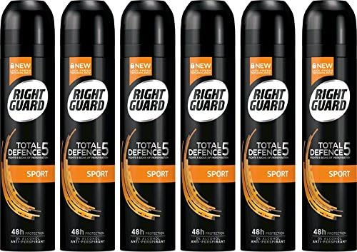 Right Guard Mens Deodorant, Total Defence 5 Sport 48H High-Performance Anti-Perspirant Spray, Multipack 6 x 250 ml - Image 3