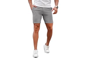 GINGTTO Mens Slim Fit Shorts Plaid Chino Short Tapered Leg Skinny Stretch
