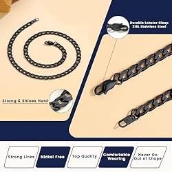 Suplight Chain Necklace Black Men 61cm, Punk Hip