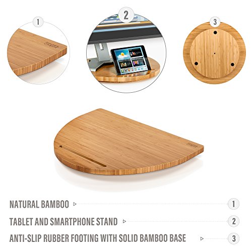 Prosumer's Choice Bamboo TV Swivel Stand for LED/LCD TV Base w/Tablet Dock 21 x 16 – Holds 220 lbs
