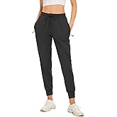 BATHRINS Women's Lightweight Sweatpants Comfy Workout Joggers Lounge Pants with Zipper Pockets, Medium, Black