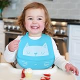 Vicloon Silicone Baby Bibs 2-Pack Adjustable Waterproof Food Catcher Pocket view 8