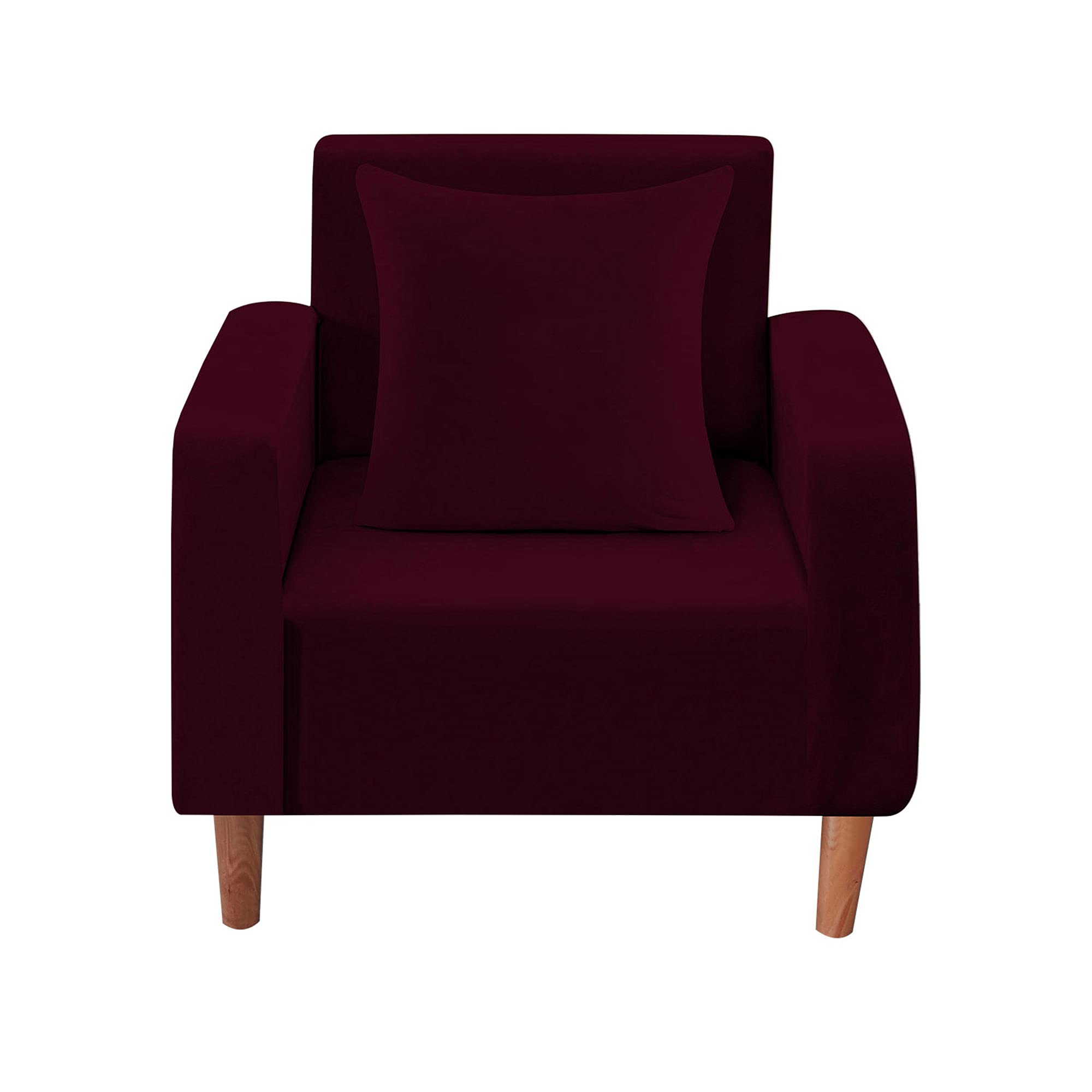 WedDecor Thick Velvet Sofa Cover 1 Seater Crushed Couch Slipcover, Super Stretch, Non-Slip Soft Plush Sofa Furniture Protector for Living Room, Machine Washable, Wine Red, (90 x 140cm)