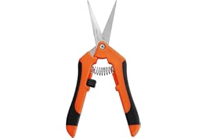Urbanstrive Durable Gardening Scissors Gardening Hand Pruner Pruning Shear with Titanium Coated Curved Precision Blades, 1 Pack (Orange)