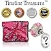 Timeline Treasures Pink Flowers Rhinestone Flower Charm for European Charm Bracelets Lampwork Glass Stainless Steel