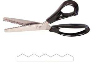 XEMZ Dressmaking Sewing Craft Scissors, Professional Stainless Steel Pinking Shears Comfort Grip, Serrated & Scalloped Blades Cut Tailor Decorative Tool - Fabrics Leather Paper Craft (Serrated 7mm)