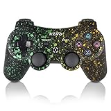 PS3 Controller Wireless Dualshock Joystick - KLNO Bluetooth Gamepad Sixaxis, Super power, USB Charger, Sixaxis, Dualshock3 including 1 cable (Spot Art Color)