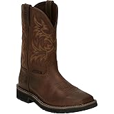 Justin Driller 11" Square Steel Toe Men's Boot, Durable Leather, Slip-Resistant, Comfort Cushioned Insole for Work Safety