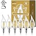 Gordon & Bond LED Vintage Candelabra Light Bulbs (6) - Edison Filament Flame Tip - 4 Watt - Dimmable - UL Listed - 400 Lumen - Warm 2700K Color - E12 Bulb Base