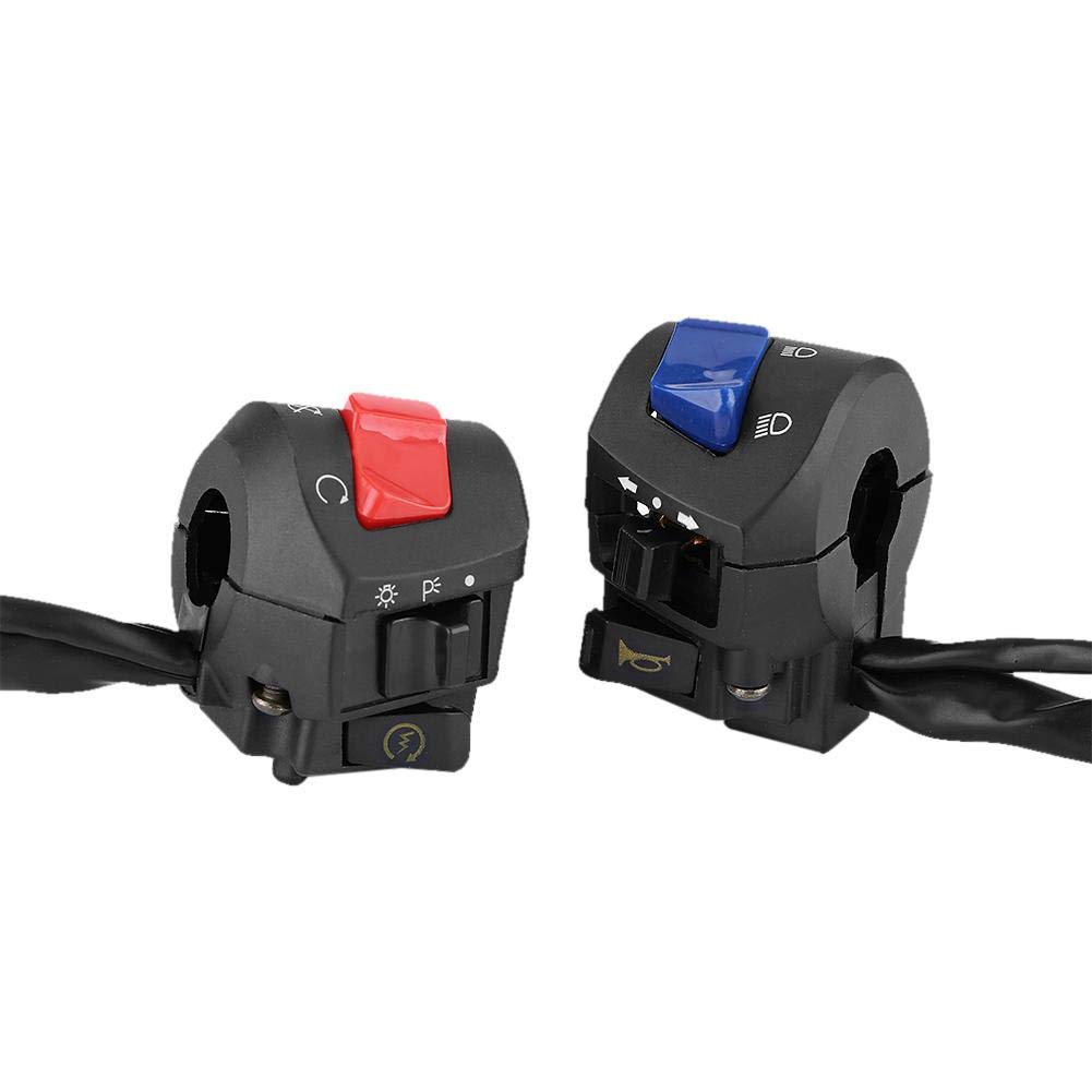 Motorcycle Handlebar Control 2Pcs 7/8" Left and Right Mount Switch With Horn and Ignition Control On/Off Button