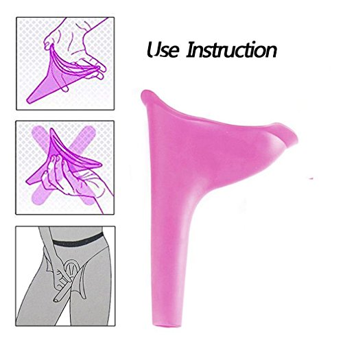 4 Pcs Female Urination Device Travel Camping Urinal For Women, Reusable Outdoor Standing Pee Portable Urinal Tool with Storage Bag … (Pink)